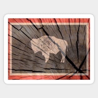 Wyoming Wood Flag Sticker